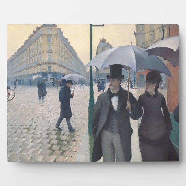 French Impressionism Paris Street Rainy Day Plaque (Front)