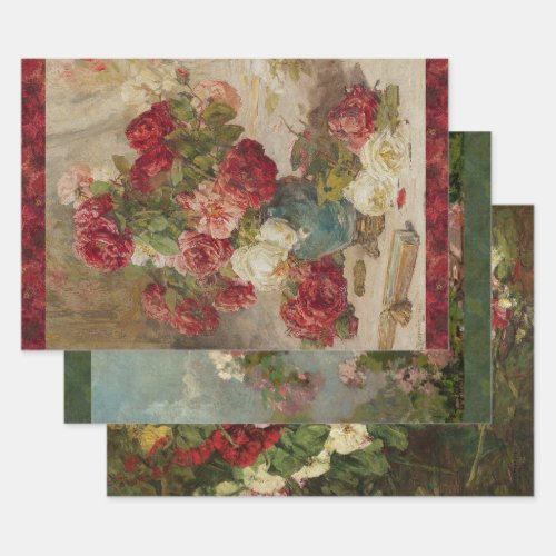 FRENCH IMPRESSIONIST FLORALS DECOUPAGE WRAPPING PAPER SHEETS
