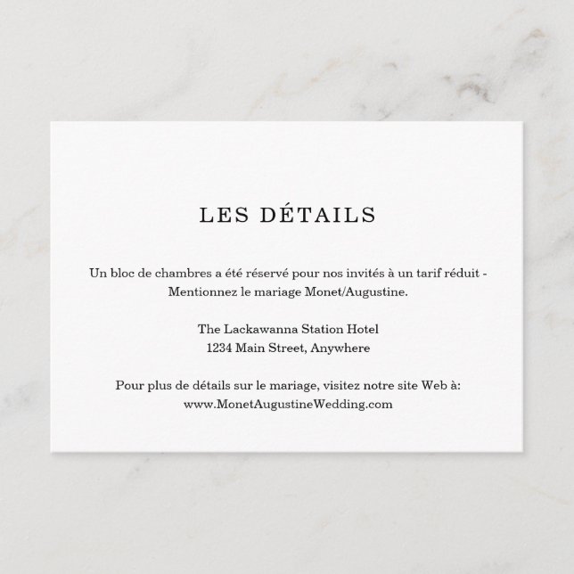 French Information / Details Enclosure Card (Front)