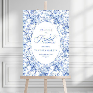 French Inspired Bridal Shower Blue Floral Welcome  Foam Board