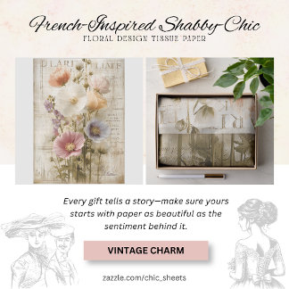 French-Inspired Shabby-Chic Floral Design Tissue Paper