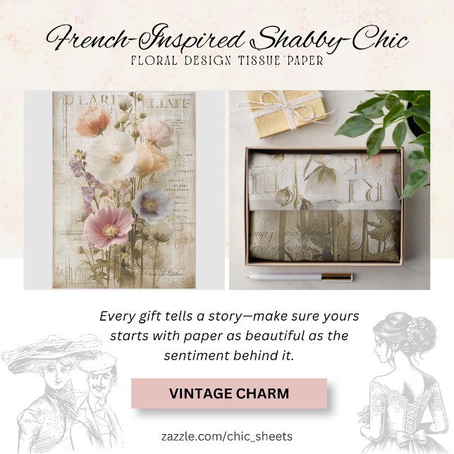 French-Inspired Shabby-Chic Floral Design  Tissue Paper (Creator Uploaded)
