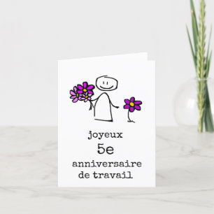 FRENCH, Joyeux Anniversaire 5e de Travail Carte Thank You Card