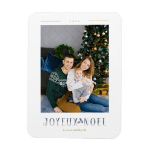 French Joyeux Noël Modern Calligraphy Custom Photo Magnet