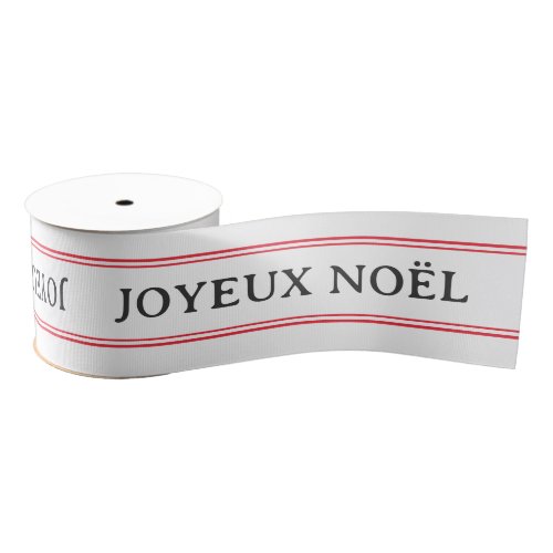 French Joyeux Nol Red Stripe Christmas Grosgrain Ribbon