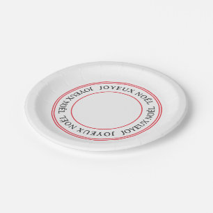 French Joyeux Noël Red Stripe Christmas Paper Plates