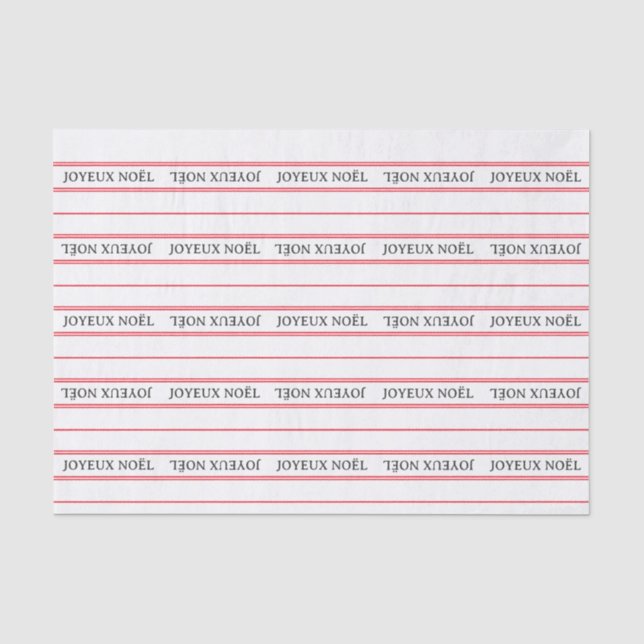 French Joyeux Noël Red Stripe Christmas Tissue Paper (Front)