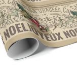 French Joyeux Noel Santa Reindeer Christmas Wrapping Paper<br><div class="desc">Vintage Santa in his sleigh pulled by his reindeer with a bag full of toys and a tree for Christmas Eve against a vintage typography advertisement for French chocolate. Text reads "Joyeux Noel" which translates to "Merry Christmas."</div>