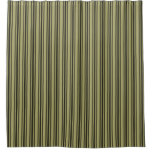 French Khaki Mattress Ticking Black Double Stripe Shower Curtain