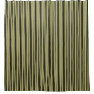 French Khaki Mattress Ticking Black Double Stripe Shower Curtain