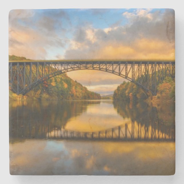 French King Bridge in Fall Stone Coaster (Front)