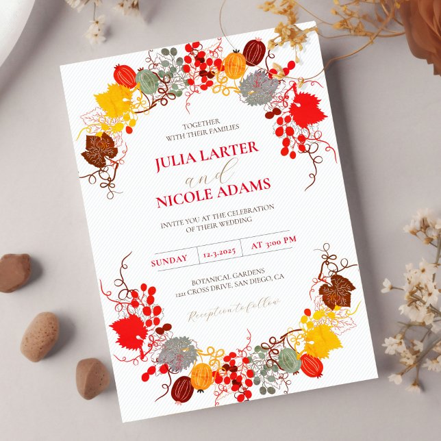 French Kissed Sweet Berry Flowers Photo Wedding Invitation (Creator Uploaded)