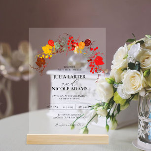 French Kissed Sweet Berry Grapes Flowers Wedding Acrylic Invitations
