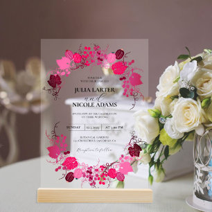 French Kissed Sweet Berry Grapes Flowers Wedding Acrylic Invitations