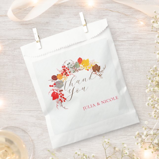 French Kissed Sweet Berry Grapes Flowers Wedding Favor Bag (Clipped)