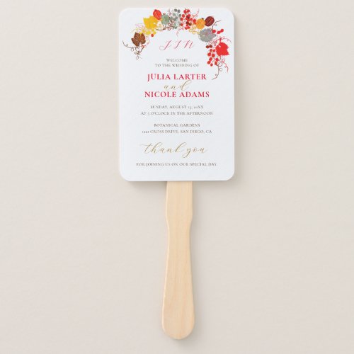 French Kissed Sweet Berry Grapes Flowers Wedding Hand Fan