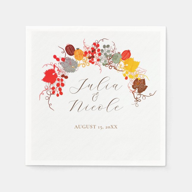 French Kissed Sweet Berry Grapes Flowers Wedding Napkins (Front)