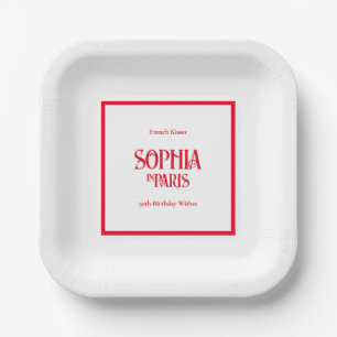 French Kisses & 30th Birthday Wishes Paris Party Paper Plates