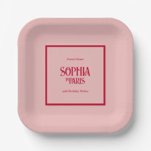 French Kisses & 50th Birthday Wishes Paris Party Paper Plates