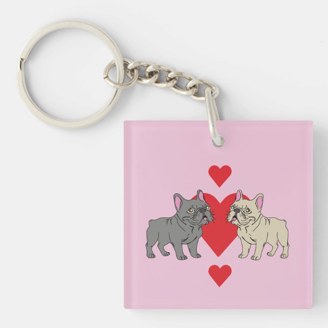 French Kisses Frenchies Keychain (Front)