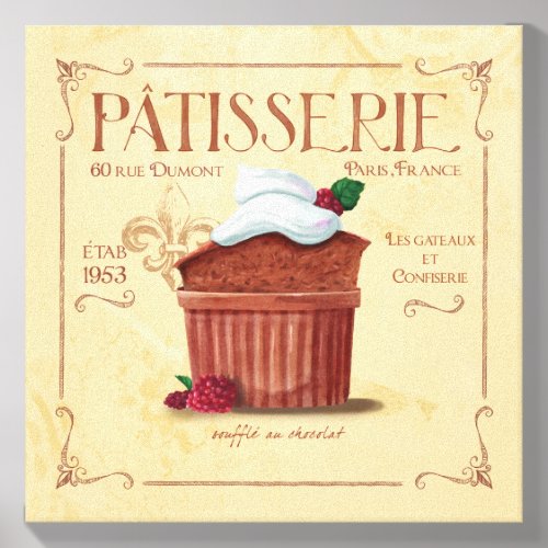 French Kitchen Decor Canvas, Chocolate Souffle Canvas Photo Tile