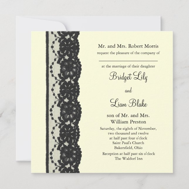 French Lace 2 Wedding Invitation (ivory) (Front)