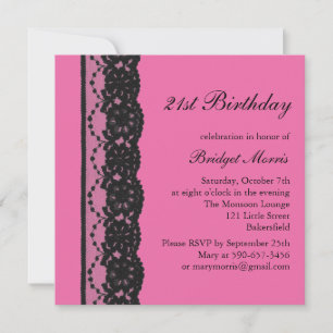French Lace Birthday Invitation (fuchsia)