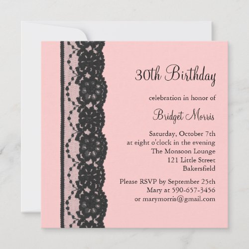French Lace Birthday Invitation (pink)