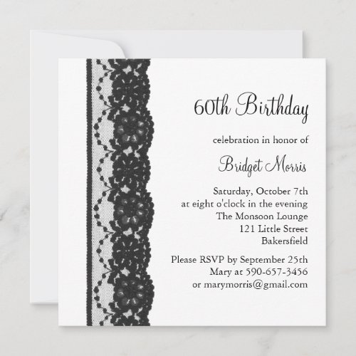 French Lace Birthday Invitation (white)
