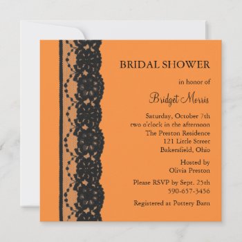 French Lace Bridal Shower 2(orange) Invitation by prettyfancyinvites at Zazzle