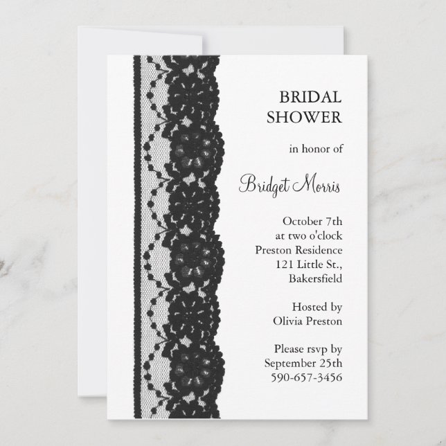 French Lace Bridal Shower (white) Invitation (Front)
