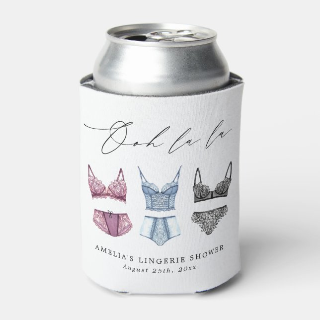 French Lace Lingerie Bridal Shower Can Cooler (Can Front)