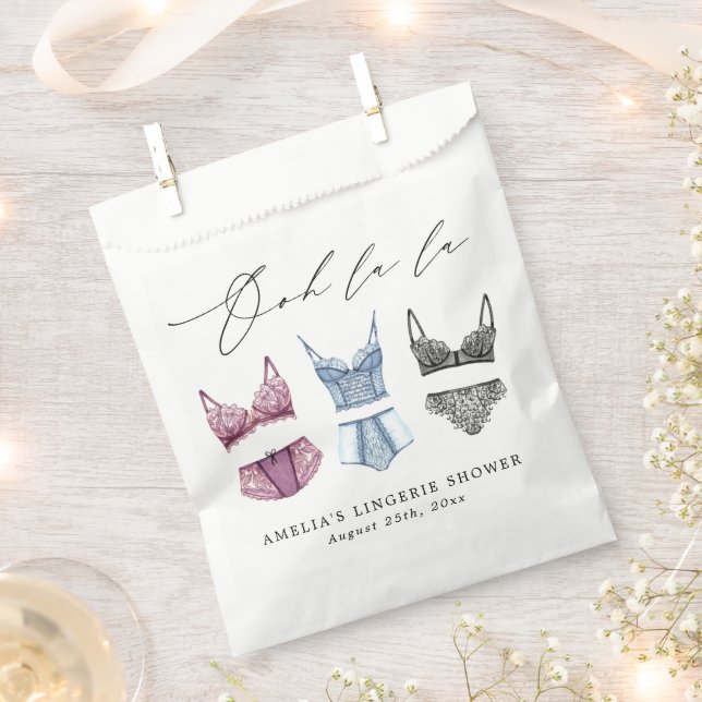 French Lace Lingerie Bridal Shower Favor Bag (Clipped)