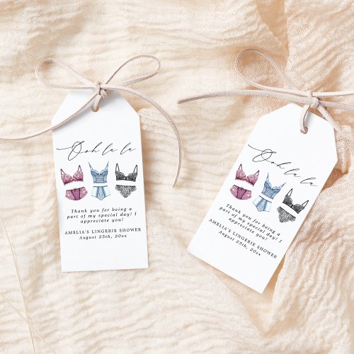 French Lace Lingerie Bridal Shower Gift Tags