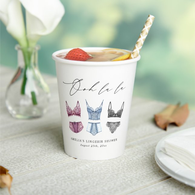 French Lace Lingerie Bridal Shower Paper Cups (Insitu)