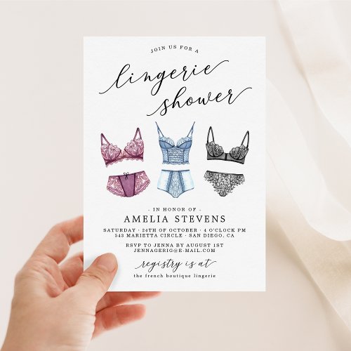 French Lace Lingerie Shower Invitation