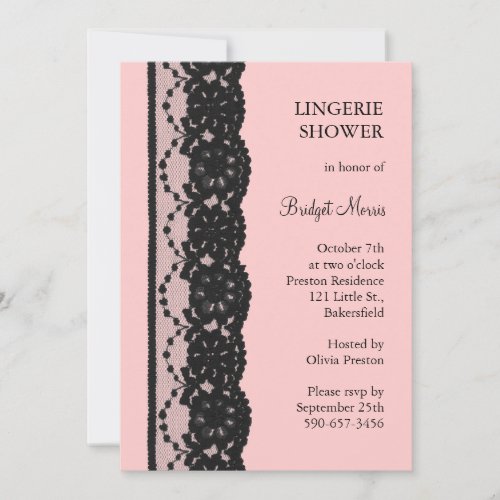 French Lace Lingerie Shower pink Invitation