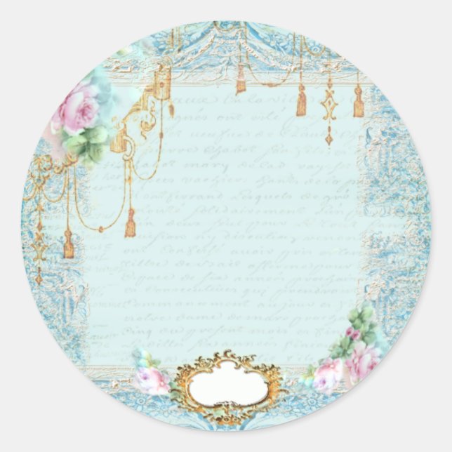 French Lace & Pink Roses Sticker Tags (Front)