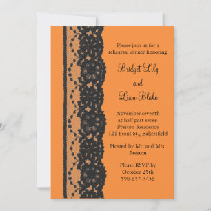 French Lace Rehearsal Dinner (orange) Invitation