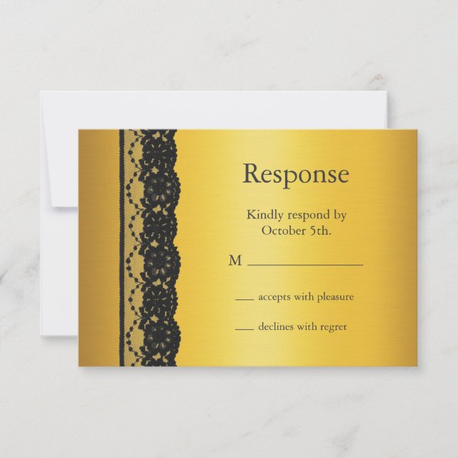French Lace RSVP in gold Card (Front)
