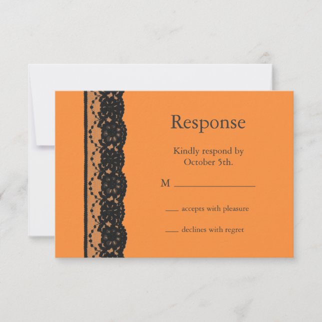 French Lace RSVP (orange) Card (Front)