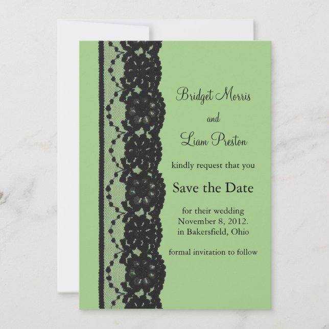 French Lace Save the Date (green) (Front)