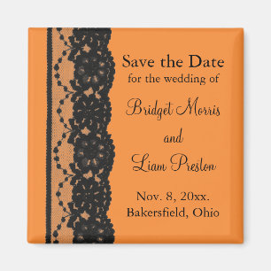 French Lace Save the Date Magnet (orange)