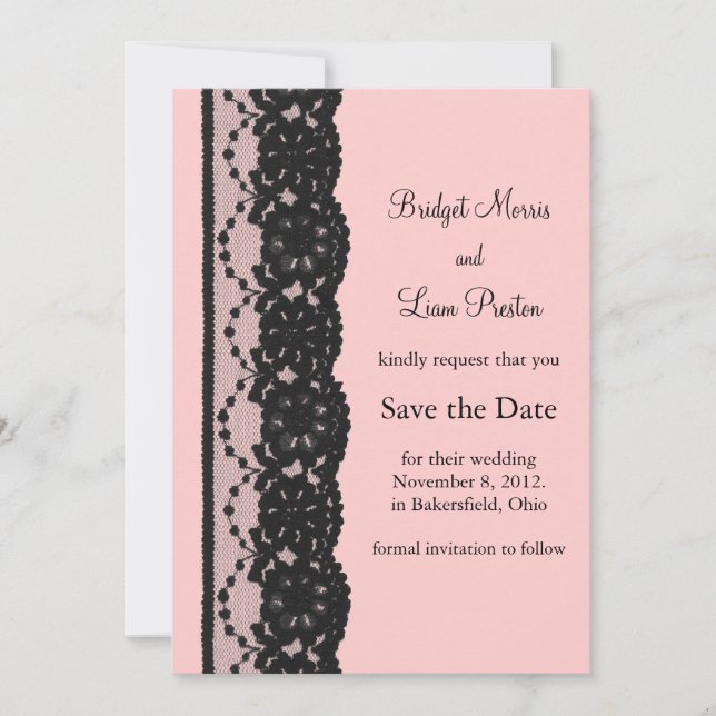 French Lace Save the Date (pink) (Front)