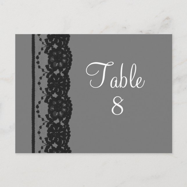 French Lace Table Number Postcard (gray) (Front)