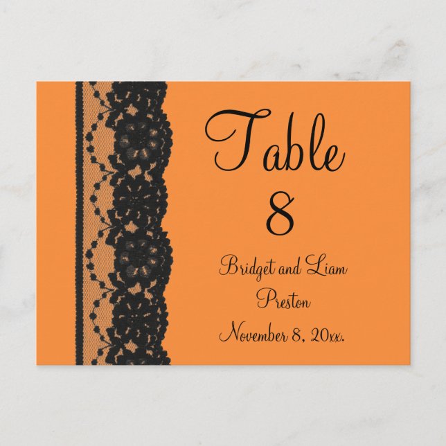 French Lace Table Numer Postcard (orange) (Front)