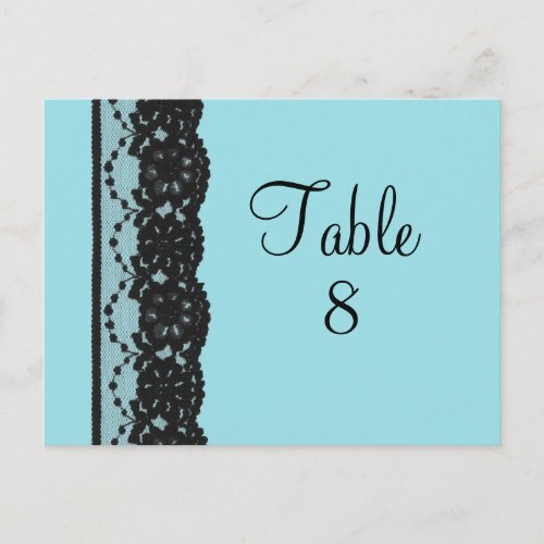 French Lace Table Numer Postcard turquoise
