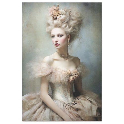 French Lady Old Fashioned Feminine Beauty Portrait Tissue Paper