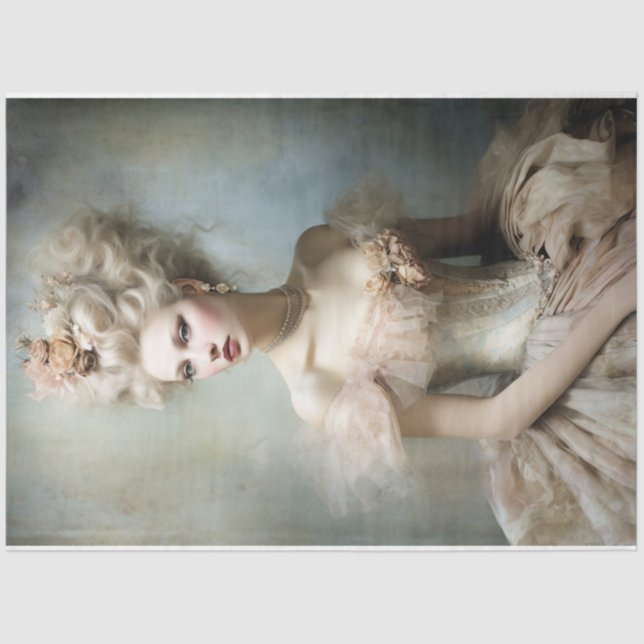 French Lady Old Fashioned Feminine Beauty Portrait Tissue Paper (Front)