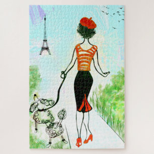 French Lady & Poodle Garden Puzzle